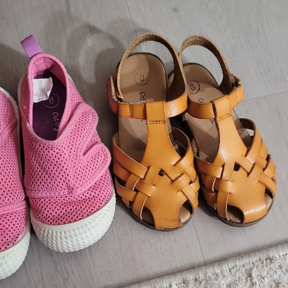 Bundle Toddler Girl Shoes Sandals Size 8 Water Shoes Blowfish Leather Brown Tan - Picture 4 of 9